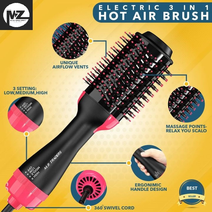 One Step 3 In 1 Hot Air Brush (Dryer + Straightener)