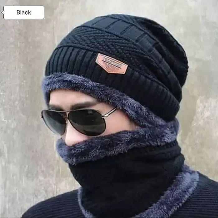 2 Pcs Wool Plain Beanie And Neck Warmer